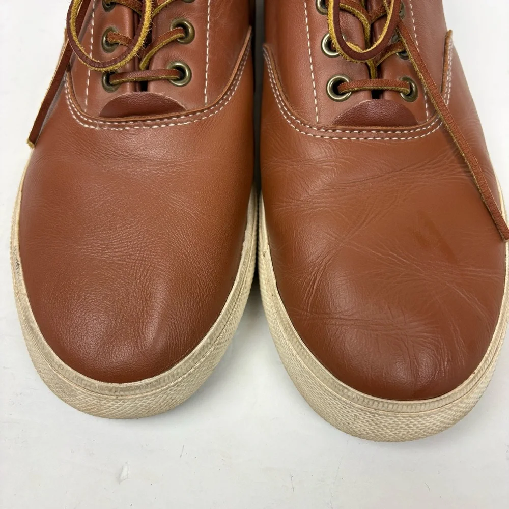 Polo Ralph Lauren Vaughn Shoes Sneakers Tan Brown Leather Lace-up Men’s size 12D